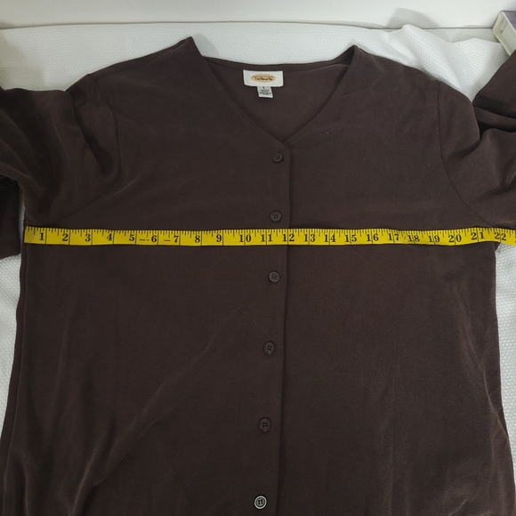 Talbots Brown coffee Long Sleeve Cropped Cardigan,Women's Size Large - Picture 8 of 11